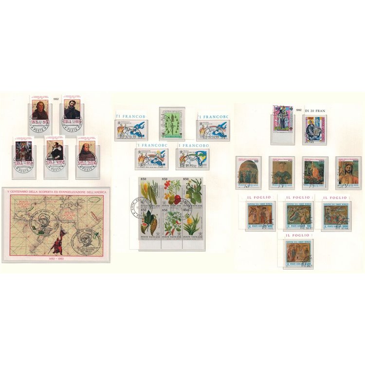 VATICANO 1992 Annata completa 26v + 1 BF us