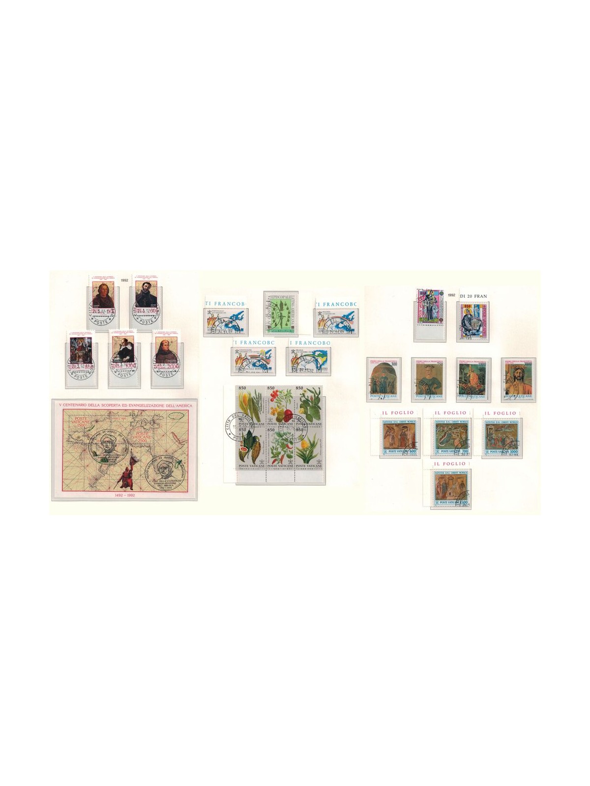VATICANO 1992 Annata completa 26v + 1 BF us