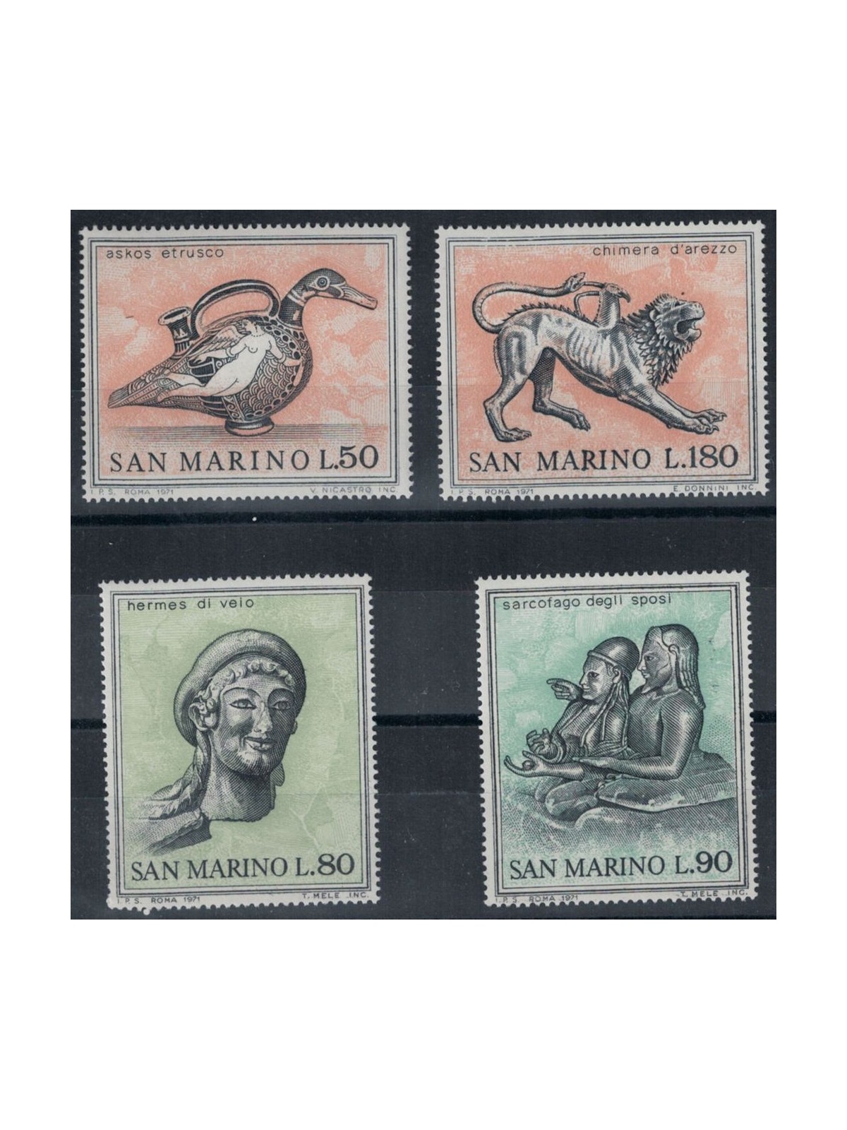 SAN MARINO 1971 Etruscan art 4v MNH**