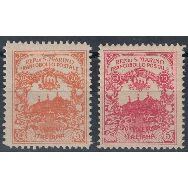 SAN MARINO 1916 Pro Croce Rossa, non emessi 2v MNH** ©