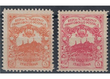 SAN MARINO 1916 Pro Red Cross, unissued 2v MNH** ©