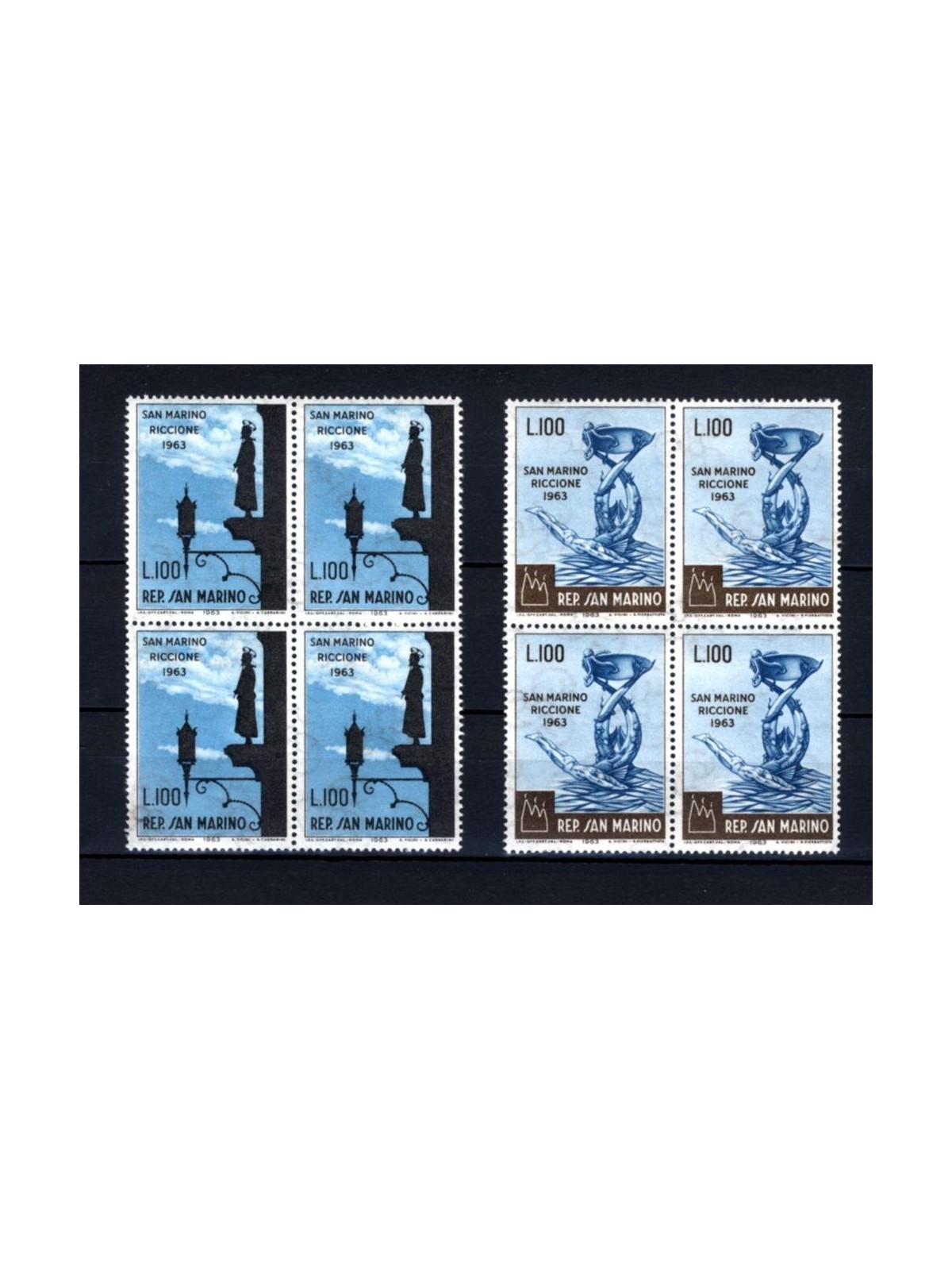 SAN MARINO 1963 Fiera internazionale filatelica 2v in quartine MNH**