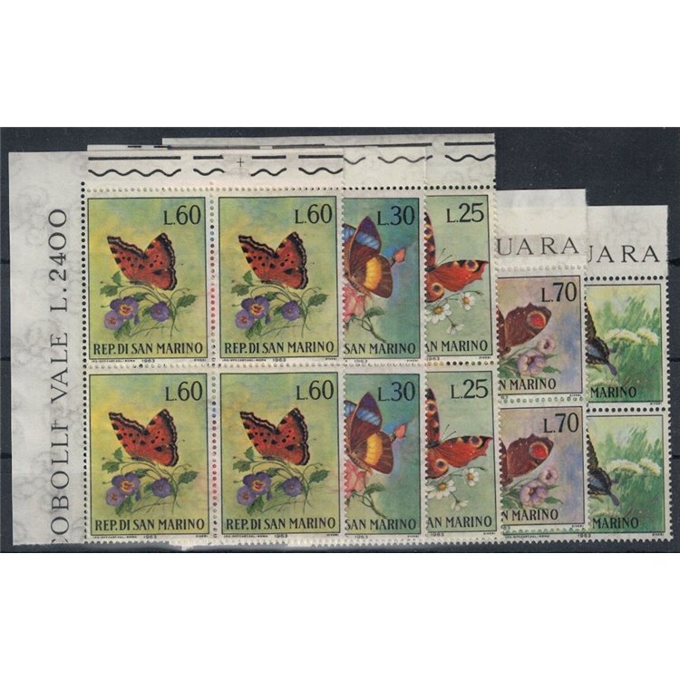 SAN MARINO 1963 Farfalle (in quartina) 5v MNH**