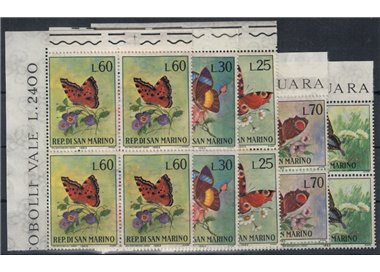 SAN MARINO 1963 Butterflies (in block of four) 5v MNH**