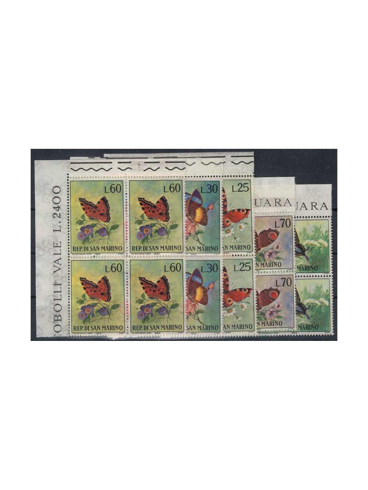 SAN MARINO 1963 Farfalle (in quartina) 5v MNH**