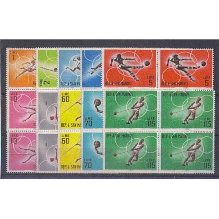 SAN MARINO 1963 Preolimpica 10v in quartine MNH**
