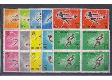 SAN MARINO 1963 Preolimpica 10v in quartine MNH**