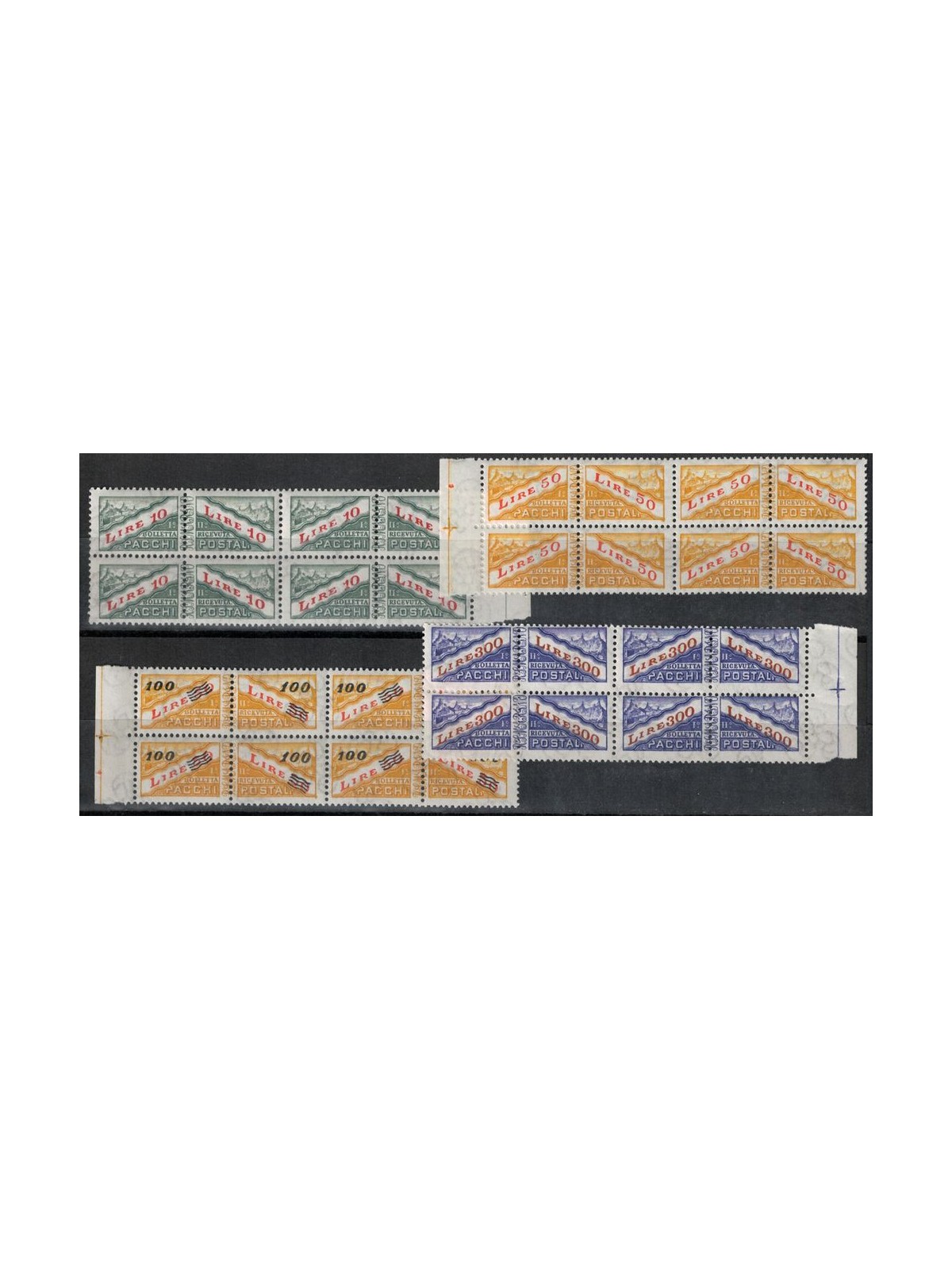SAN MARINO 1965 Postal parcels 4v in blocks of four MNH**