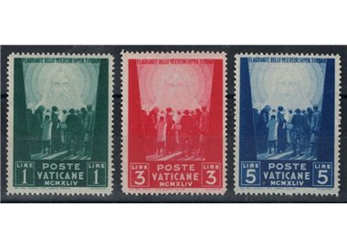 VATICAN 1945 Pro prisoners, 3rd issue 3v MH*