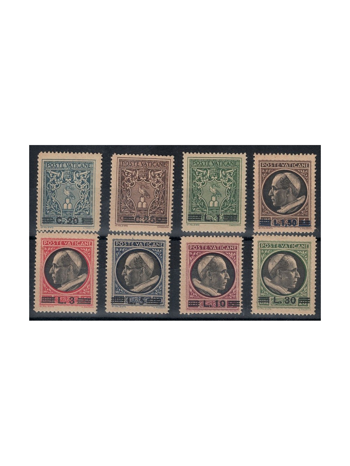 VATICAN 1945 Overprinted medallions 8v MNH**