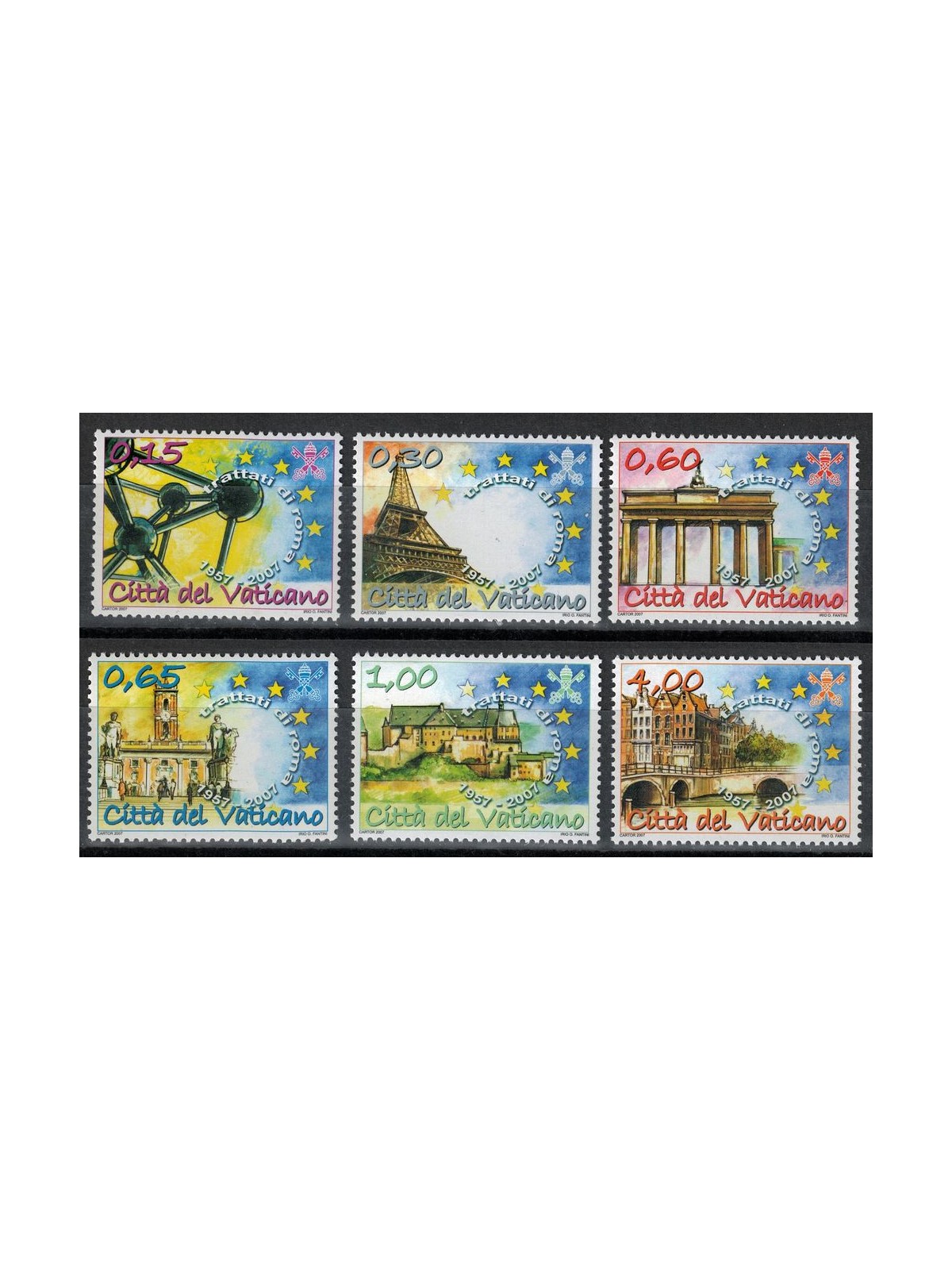 VATICANO 2007 Trattati di Roma 6v MNH**