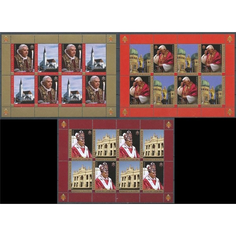 VATICAN 2007 Birthday of Pope Benedict XVI 3 s/s MNH**