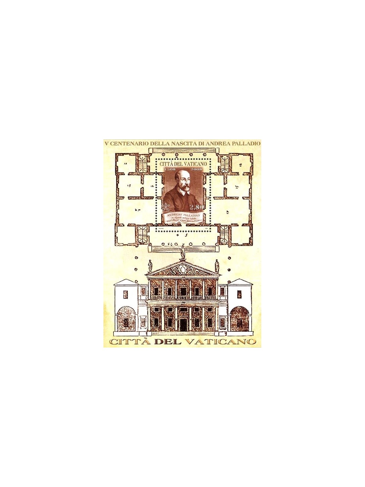 VATICANO 2008 Andrea Palladio BF MNH**