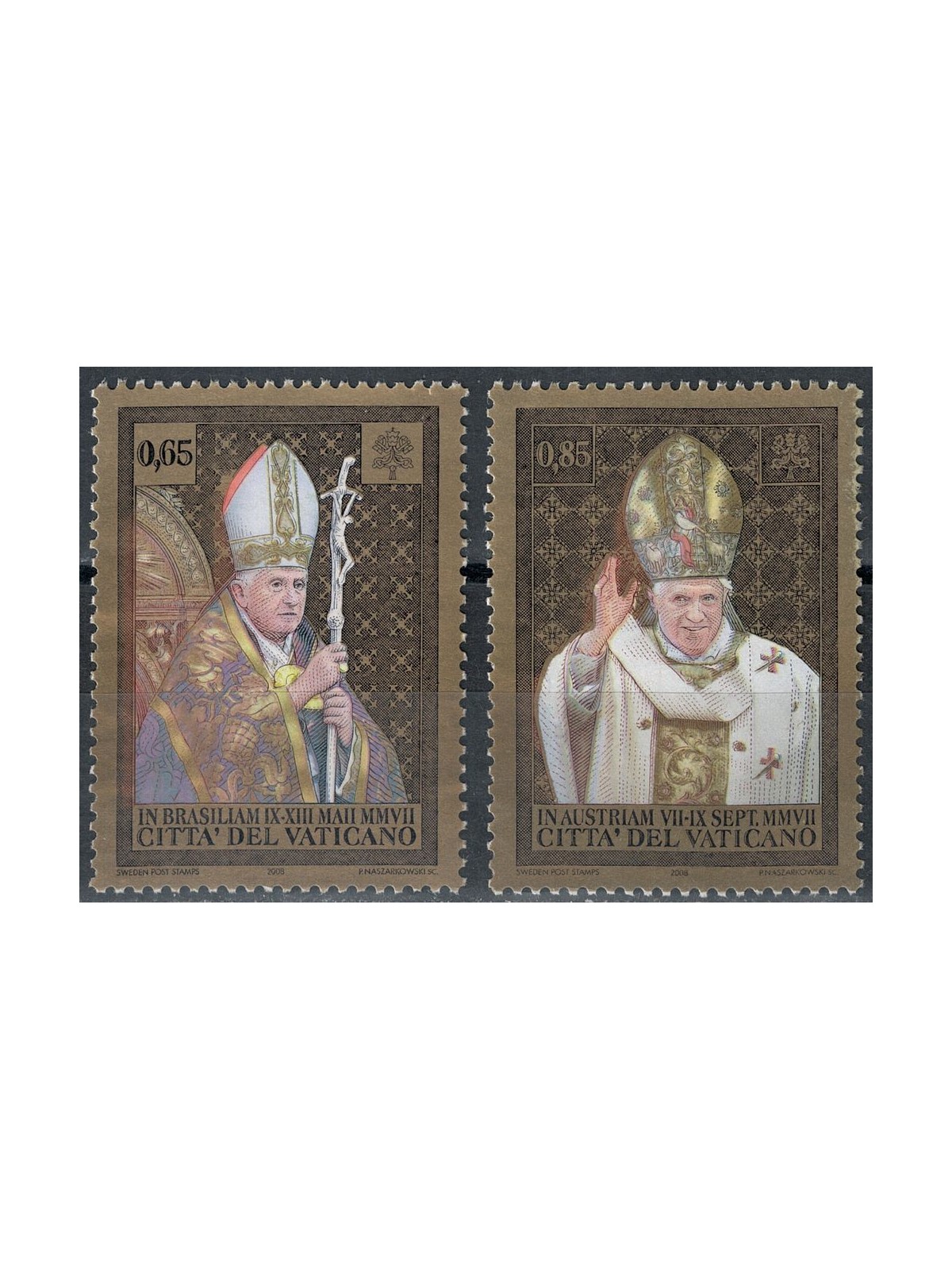 VATICANO 2008 Viaggi di Benedetto XVI 2v MNH**