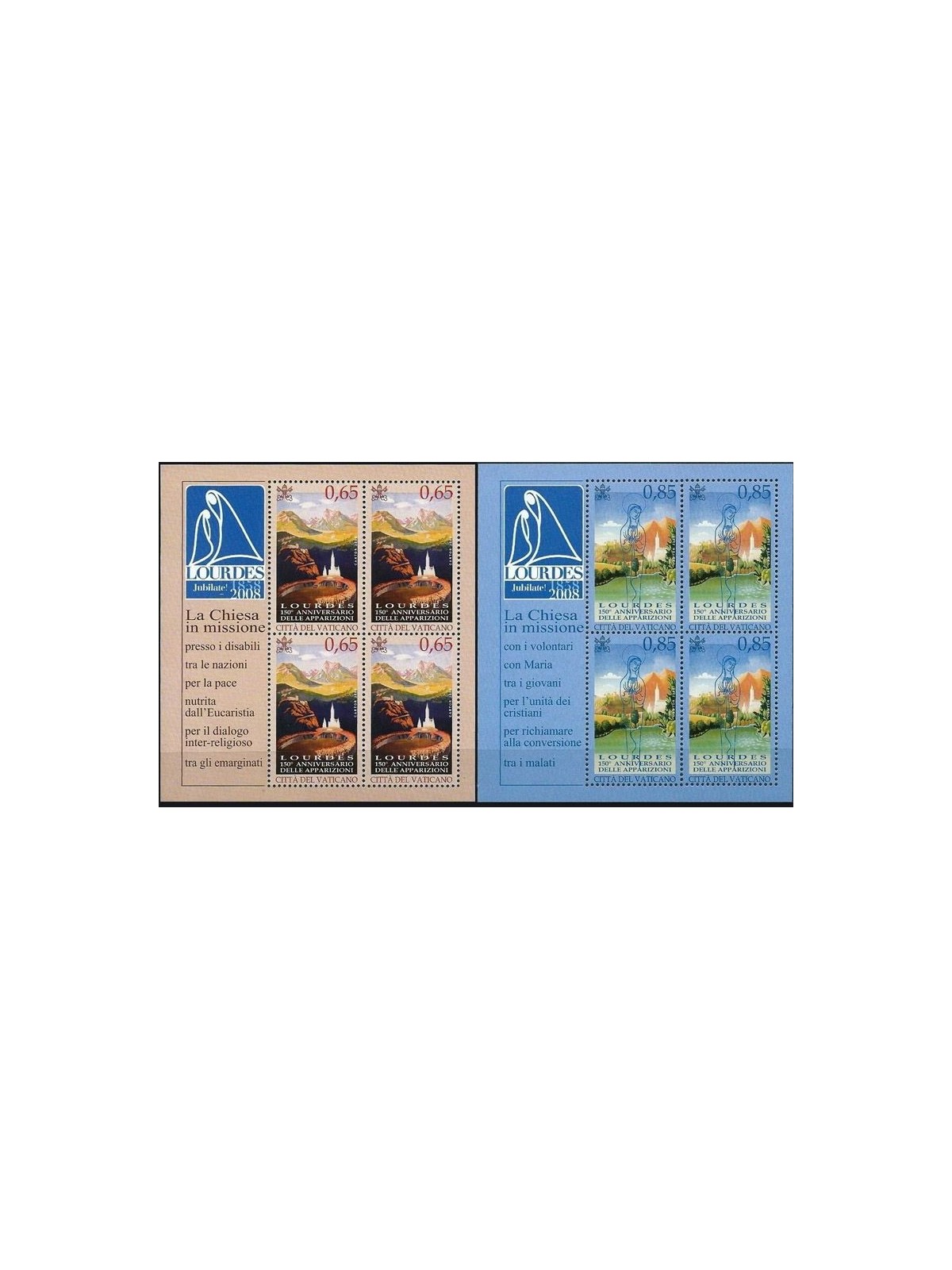VATICAN 2008 Our Lady of Lourdes 2nd s/s MNH**