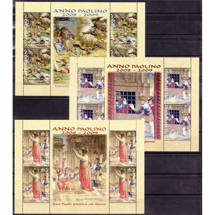 VATICANO 2008 Anno Paolino 3 BF MNH**