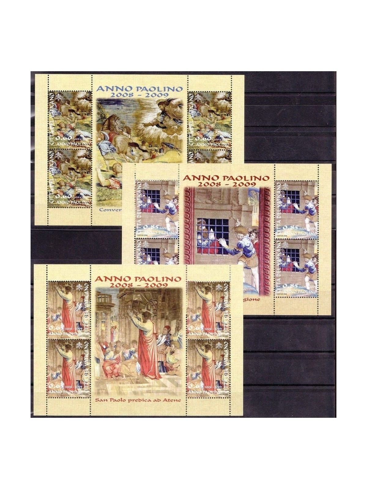 VATICANO 2008 Anno Paolino 3 BF MNH**