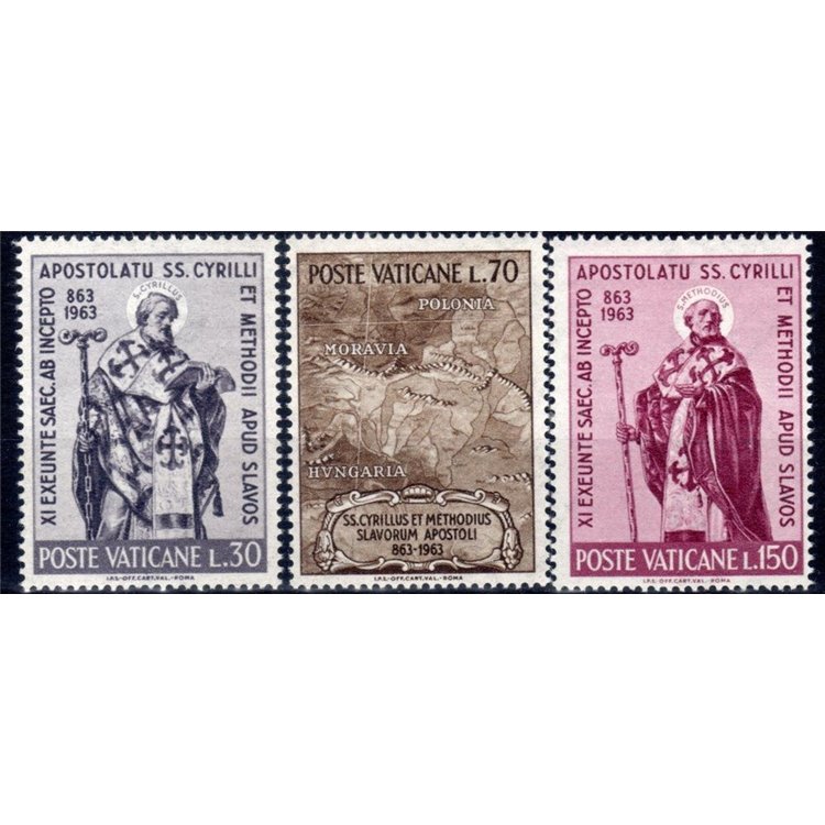 VATICANO 1963 Santi Cirillo e Metodio 3v MNH**