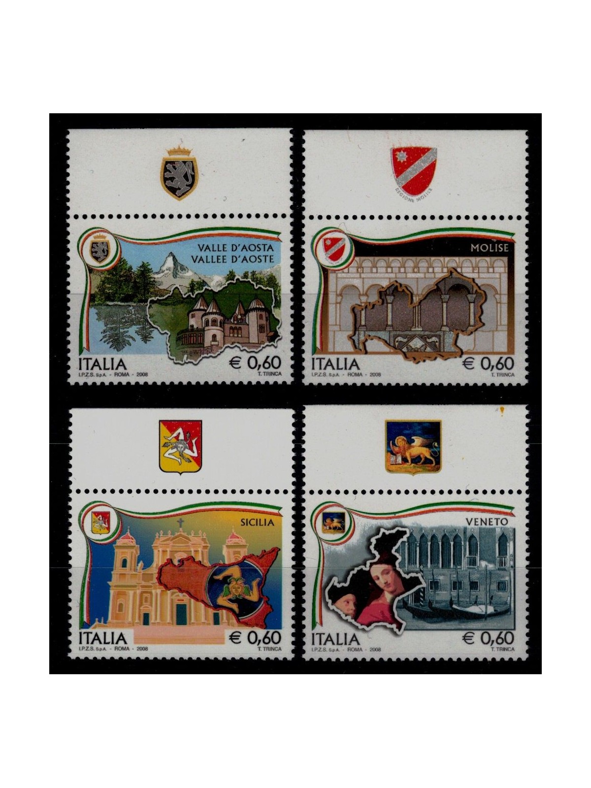 ITALY 2008 Regions of Italy (with appendix) 4v MNH**