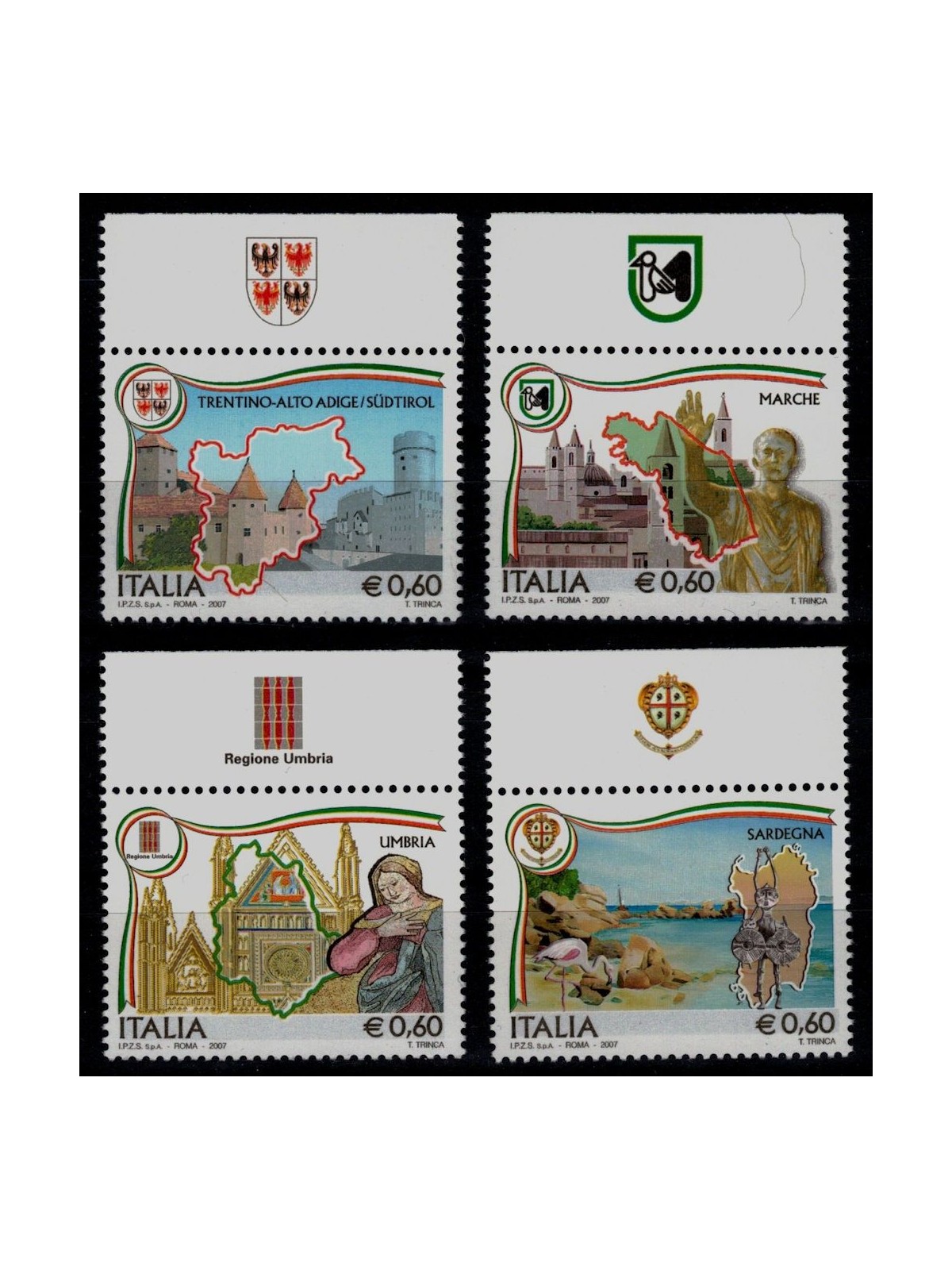 ITALIA 2007 Regioni d'Italia (con appendice) 4v MNH**