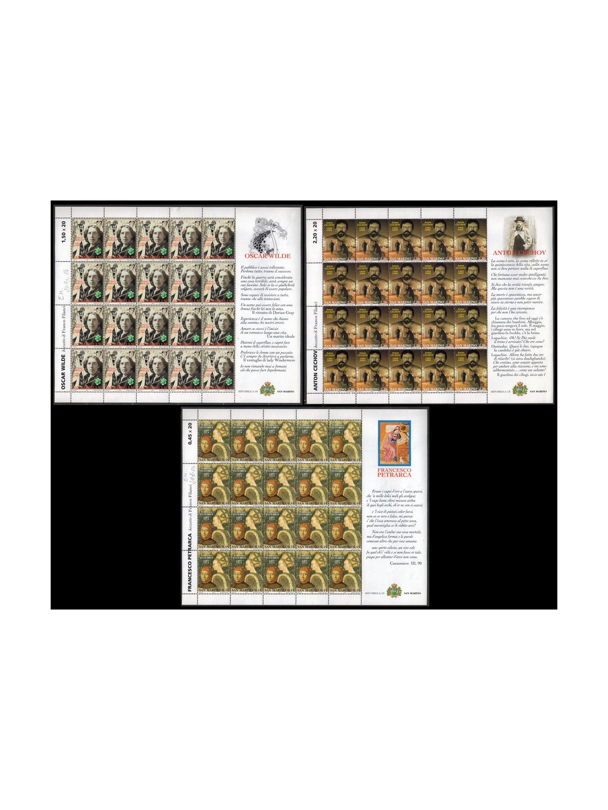 SAN MARINO 2004 Personaggi della letteratura 3 MF MNH**