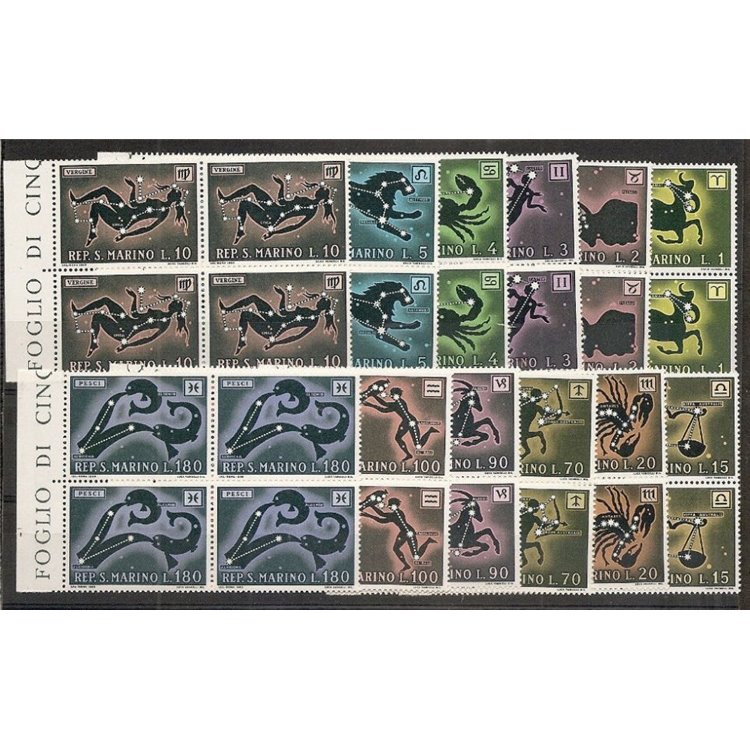 SAN MARINO 1970 Segni zodiacali in quartina 12v MNH**