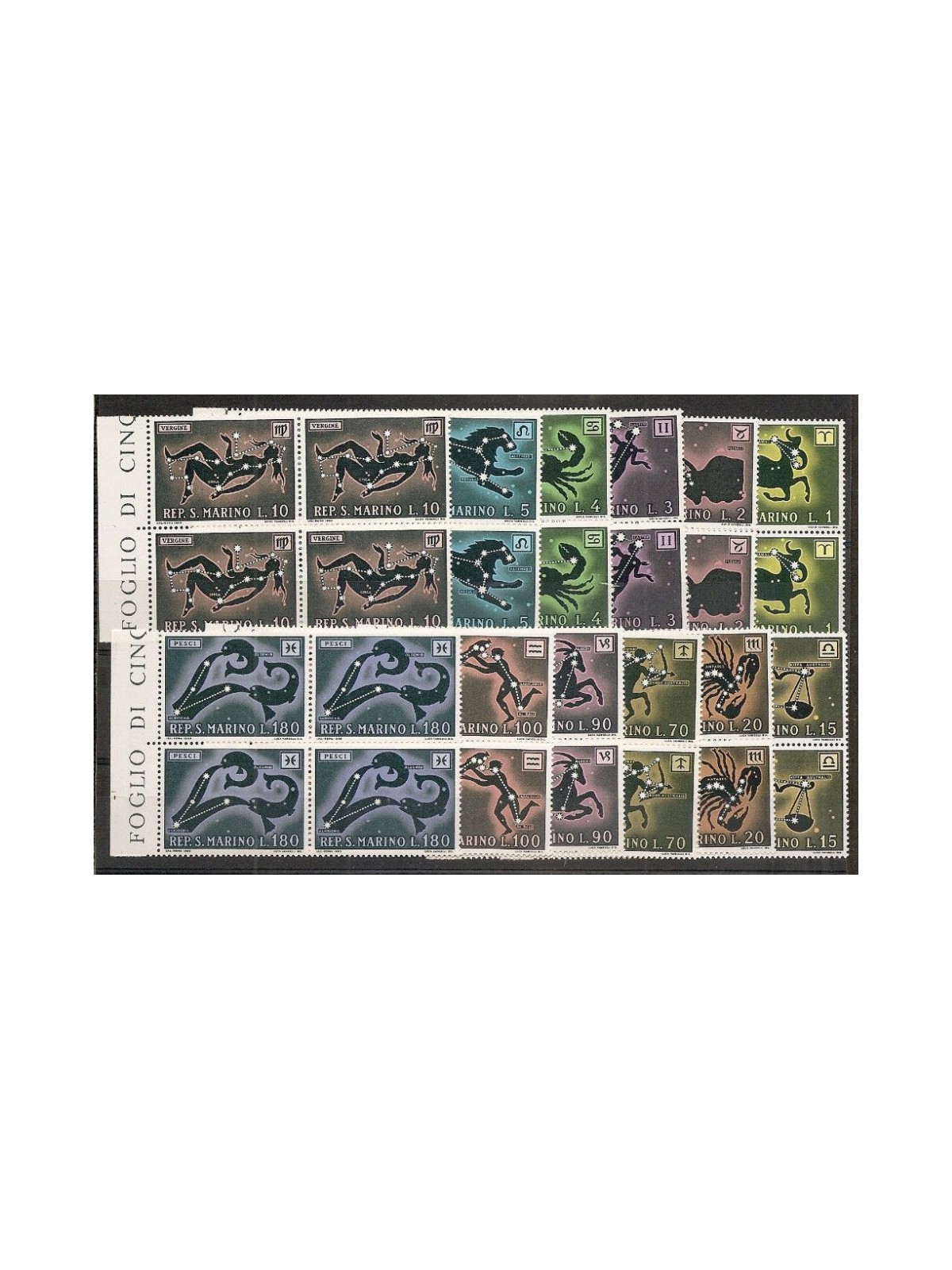 SAN MARINO 1970 Zodiac signs in block of four, 12v MNH**