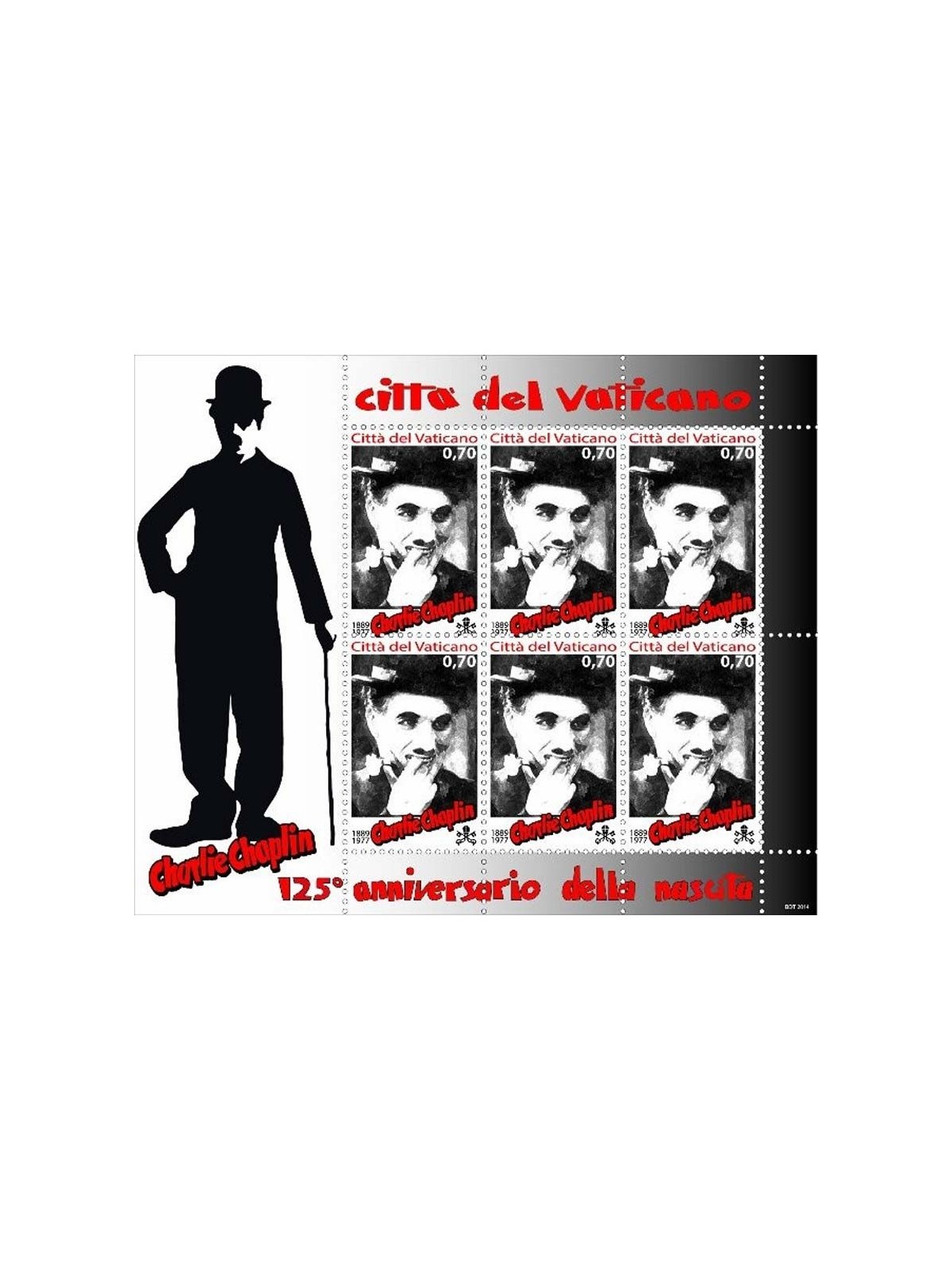 VATICAN 2014 Charlie Chaplin m/s MNH**