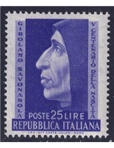 ITALIA 1952 Fra Girolamo Savonarola MNH**