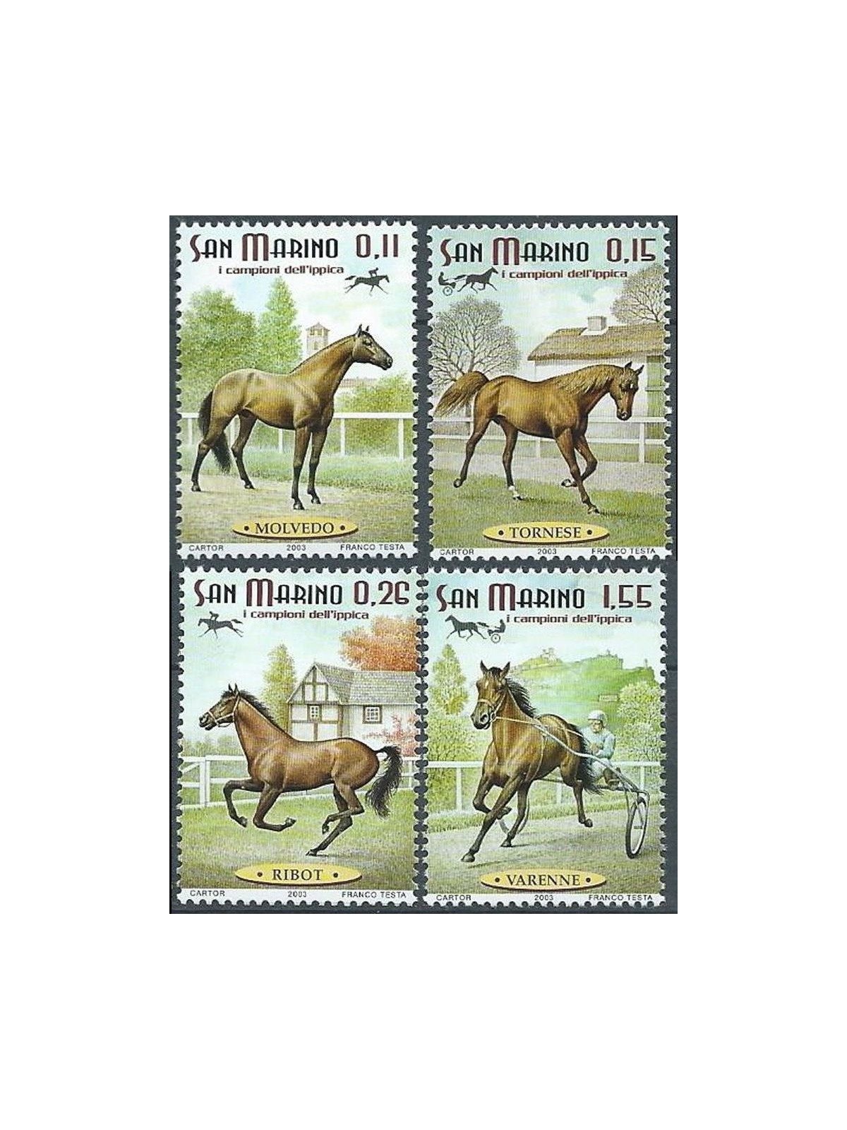 SAN MARINO 2003 Horse Racing Champions, 4v MNH horses**