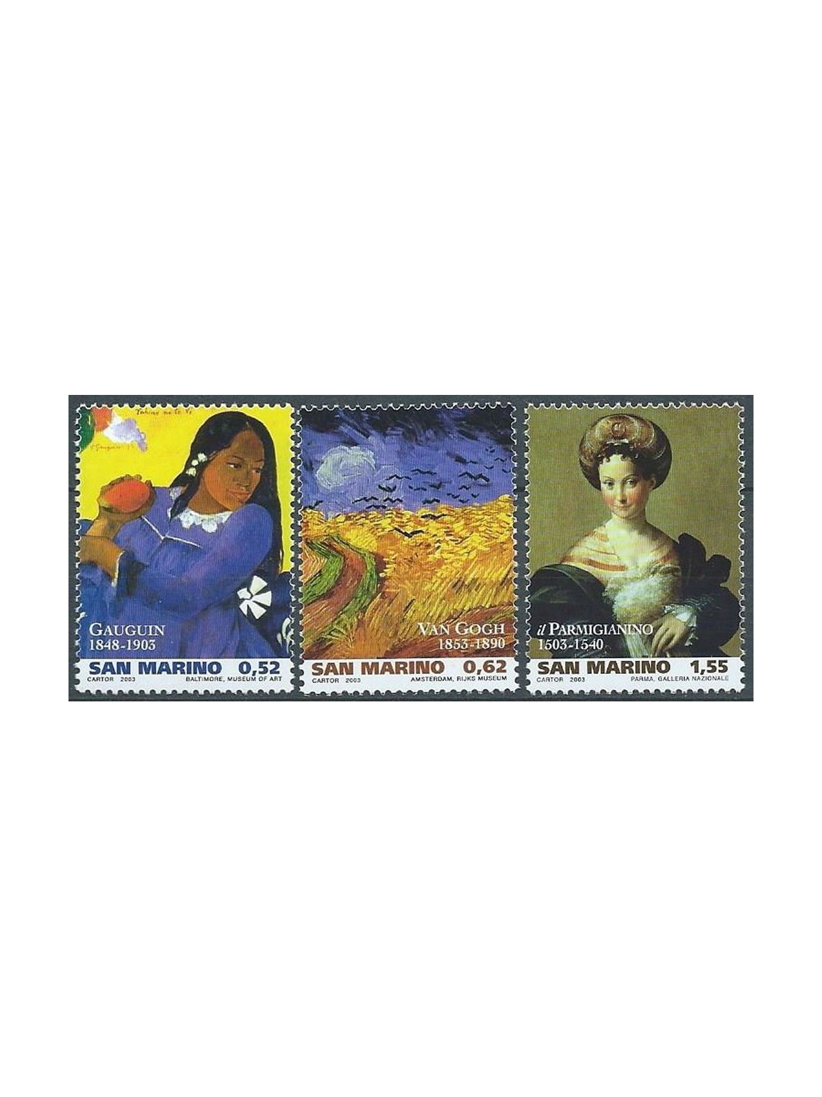 SAN MARINO 2003 Great Masters of Painting 3v MNH**