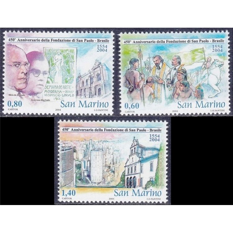 SAN MARINO 2004 Fondazione San Paolo del Brasile 3v MNH**