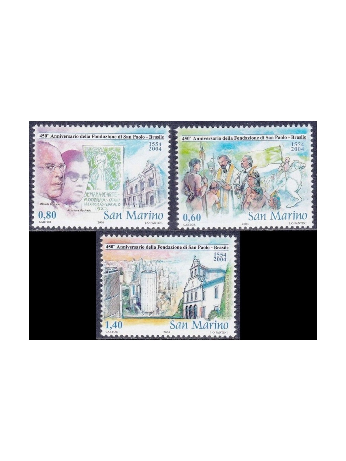 SAN MARINO 2004 Fondazione San Paolo del Brasile 3v MNH**