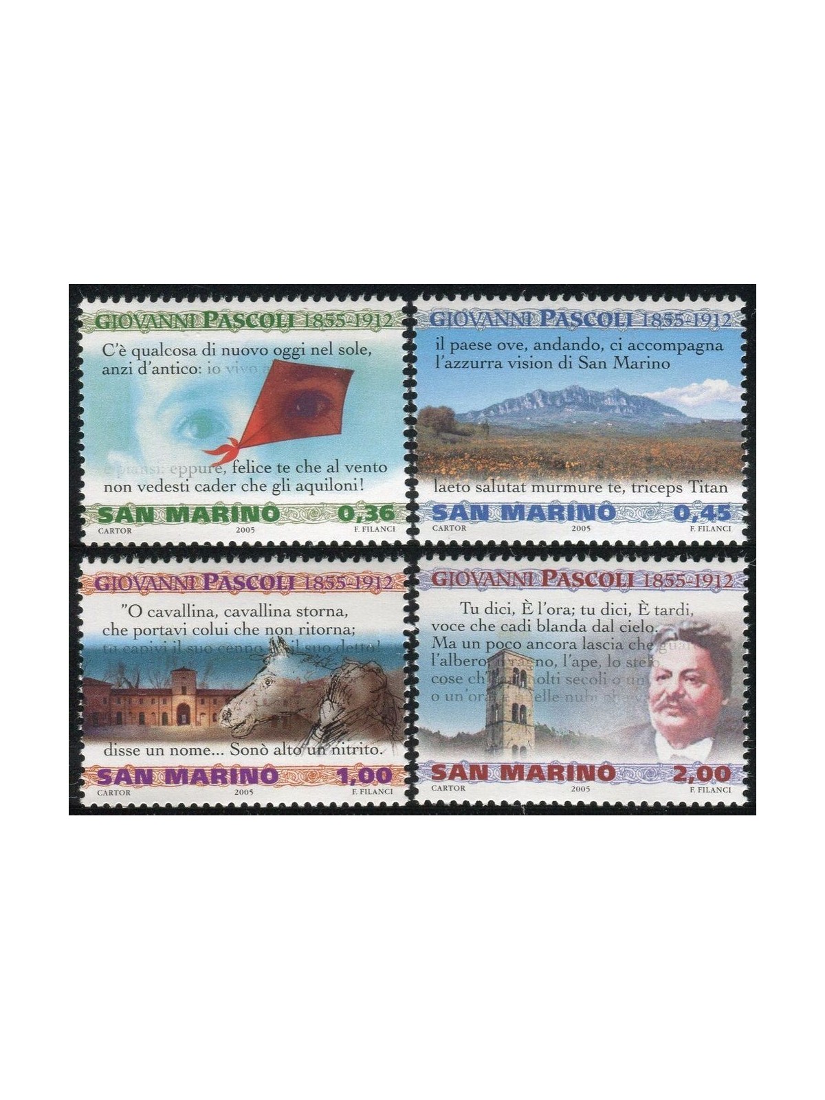 SAN MARINO 2005 Giovanni Pascoli 4v MNH**
