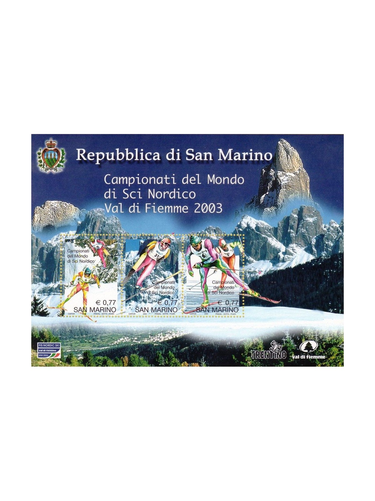 SAN MARINO 2003 Campionato mondiale di sci nordico BF MNH**