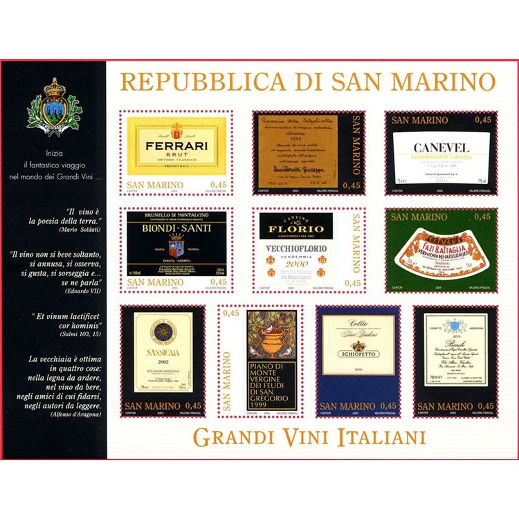 SAN MARINO 2005 Great Italian Wines s/s MNH**