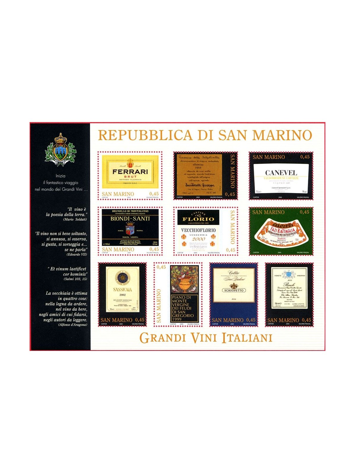 SAN MARINO 2005 Great Italian Wines s/s MNH**