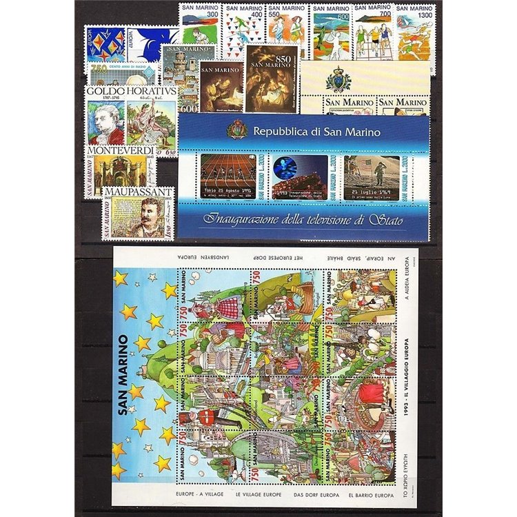 SAN MARINO 1993 Annata completa 20v + 2 BF MNH**