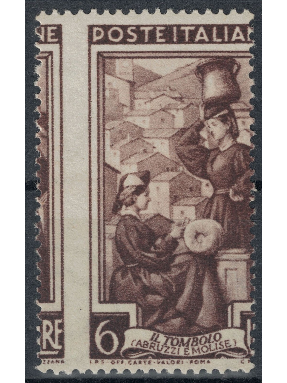 ITALIA 1950 Italia al lavoro 6£ Varietà MNH** ©