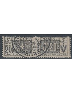 ITALIA REGNO 1914-22 Pacchi postali 20c varietà (doppia dent.) us