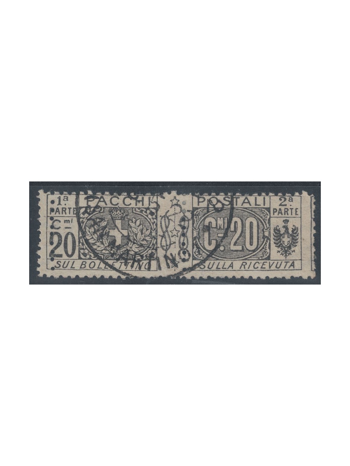 ITALIA REGNO 1914-22 Pacchi postali 20c varietà (doppia dent.) us