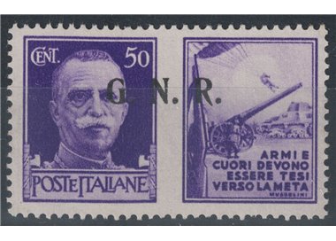 ITALY RSI 1944 Variety 50c War Propaganda overprinted moved MNH**