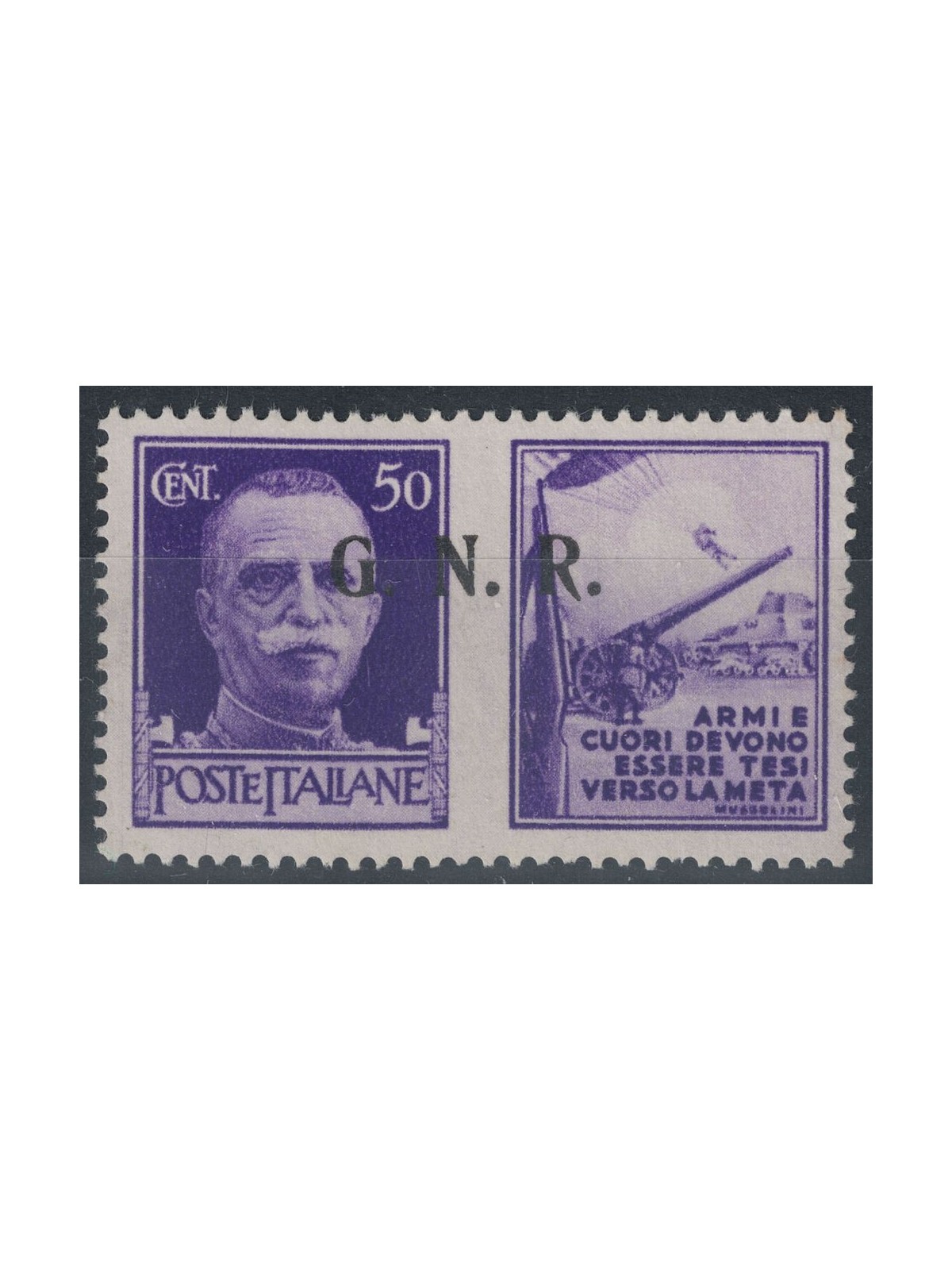 ITALY RSI 1944 Variety 50c War Propaganda overprinted moved MNH**