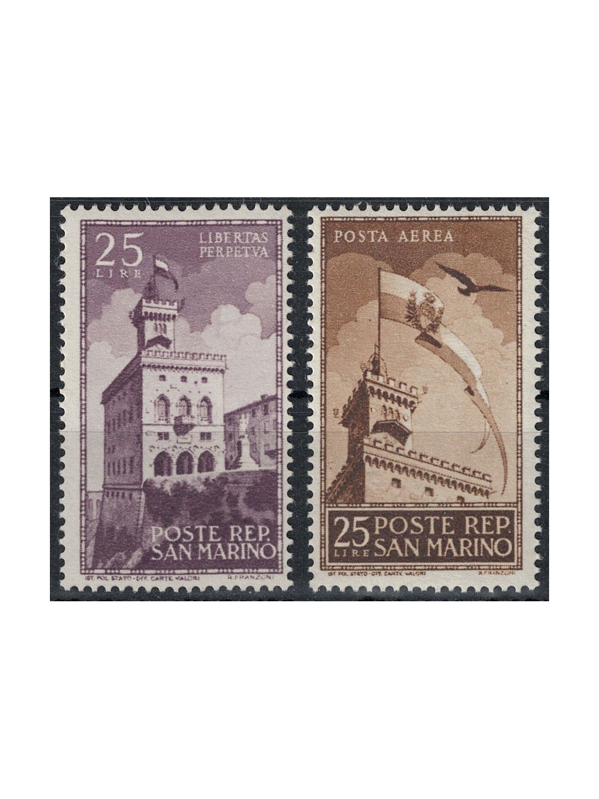 SAN MARINO 1945 Government Palace 2v MNH**