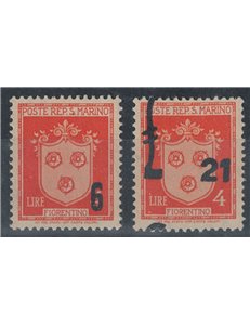 SAN MARINO 1947 Stemmi soprastampati 2v MNH**