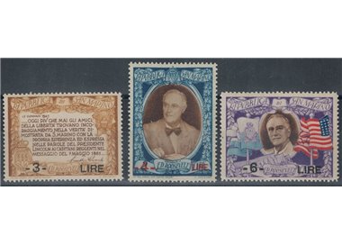 SAN MARINO 1947 Roosevelt overprinted 3v MNH**