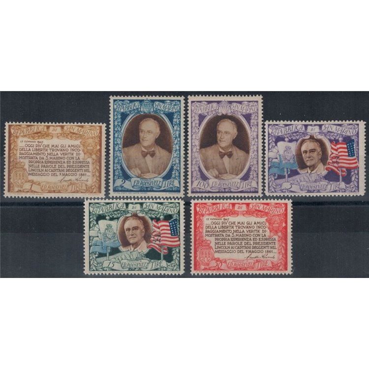 SAN MARINO 1947 Roosevelt 6v MNH**