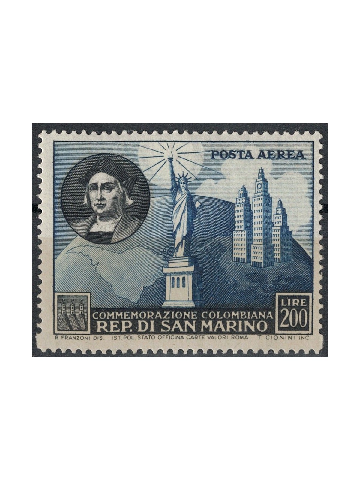SAN MARINO 1952 Christopher Columbus (airmail) MNH**