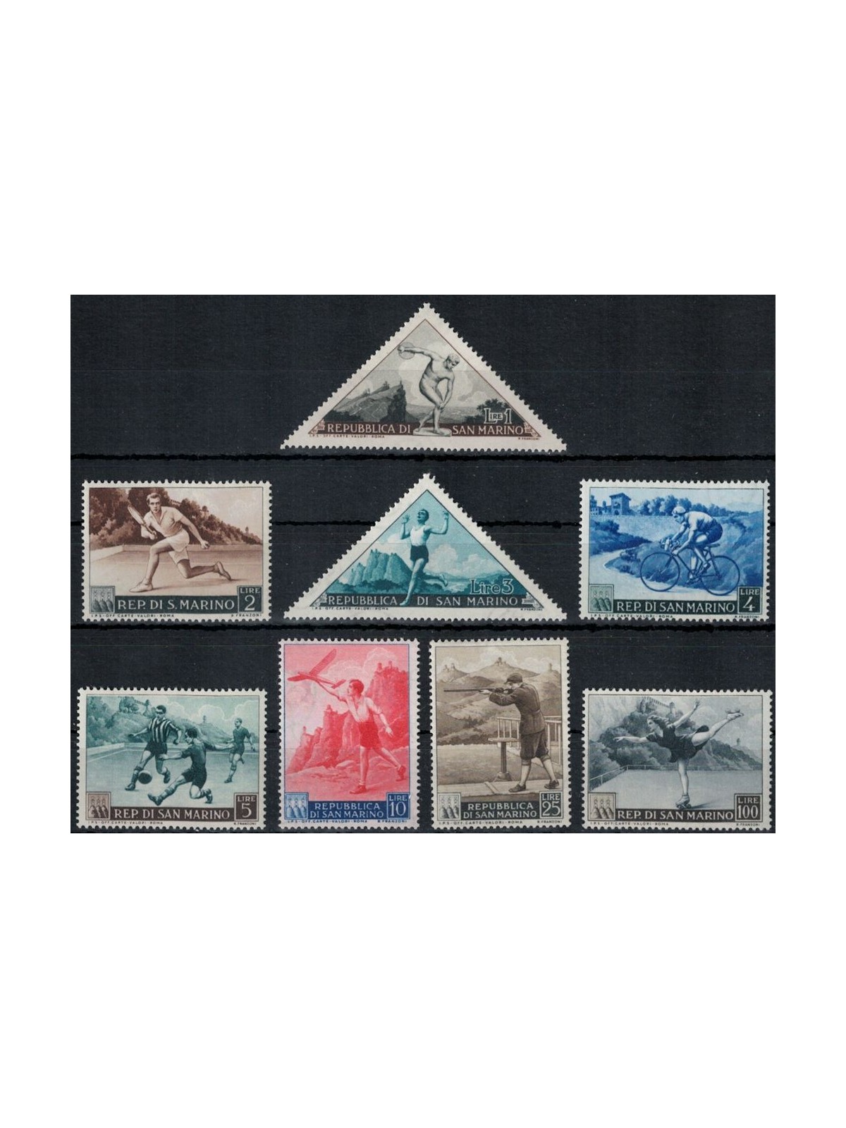 SAN MARINO 1953 Sport, 1st issue 8v MNH**