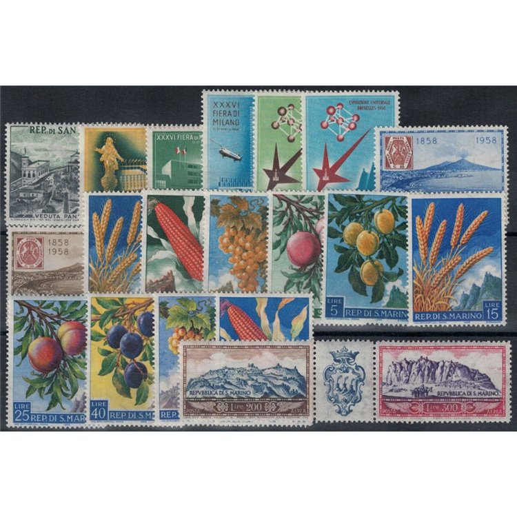 SAN MARINO 1958 Annata completa 20v MNH**